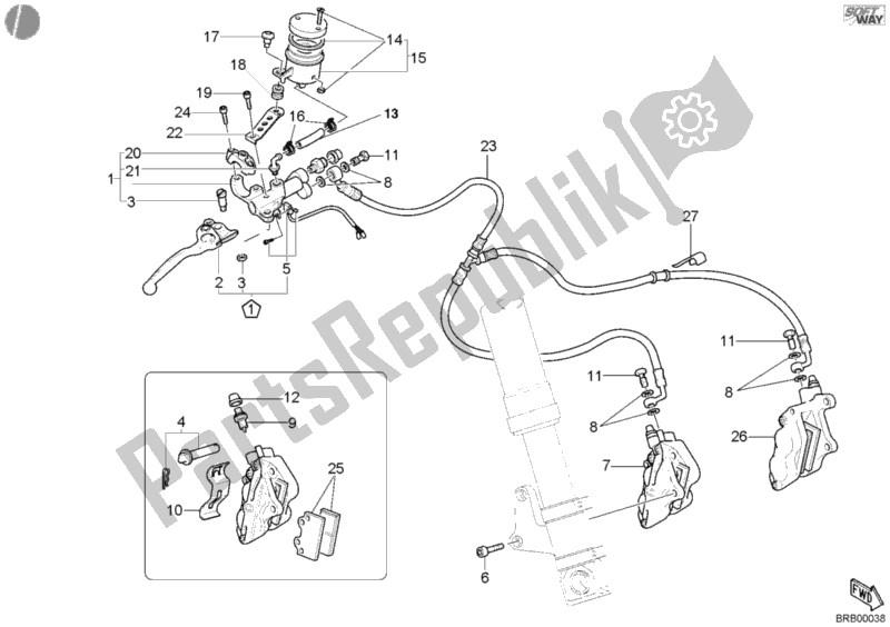 Todas las partes para Sistema De Freno Delantero de Ducati Monster S4 R 996 2004