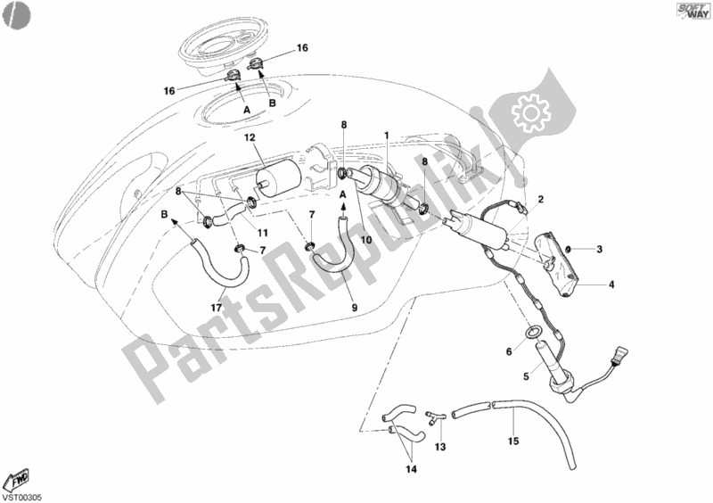 Alle onderdelen voor de Benzine Pomp van de Ducati Monster S4 R 996 2004