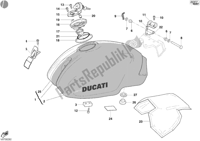 Alle onderdelen voor de Benzinetank van de Ducati Monster S4 R 996 2004