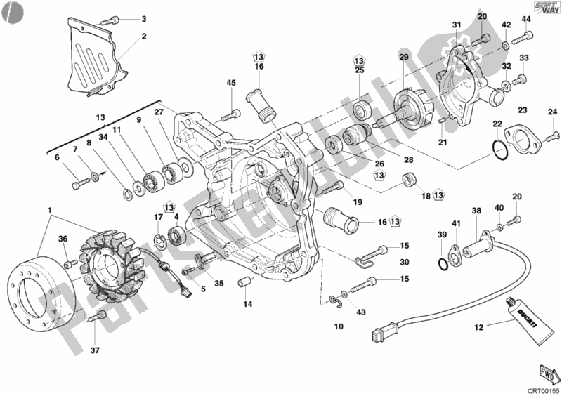 Alle onderdelen voor de Generatorafdekking - Waterpomp van de Ducati Monster S4 R 996 2004