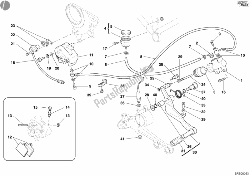 Alle onderdelen voor de Achter Remsysteem van de Ducati Monster S4 R 996 2004