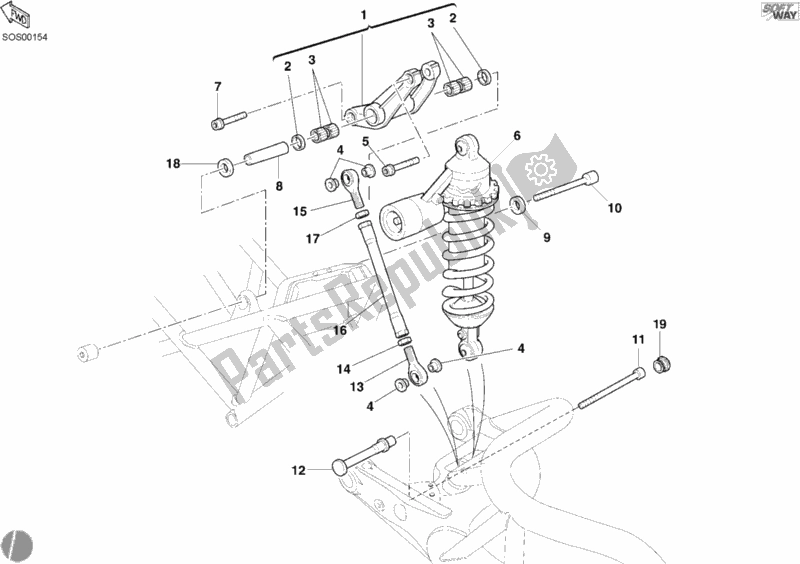 Alle onderdelen voor de Schokdemper Achter van de Ducati Monster S4 R 996 2004