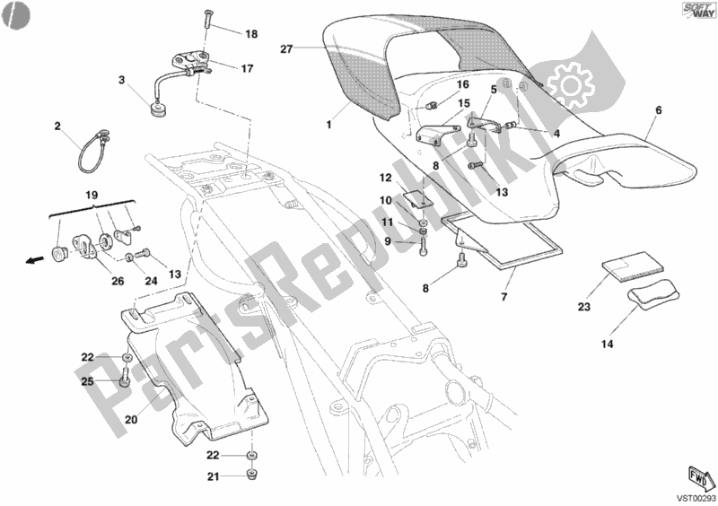 Alle onderdelen voor de Stoel van de Ducati Monster S4 R 996 2004