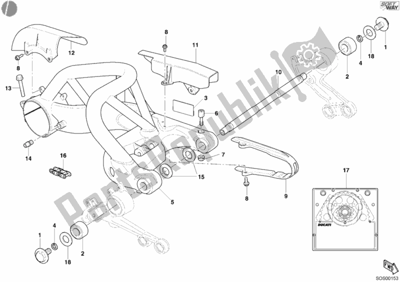 Todas las partes para Brazo Oscilante de Ducati Monster S4 R 996 2004