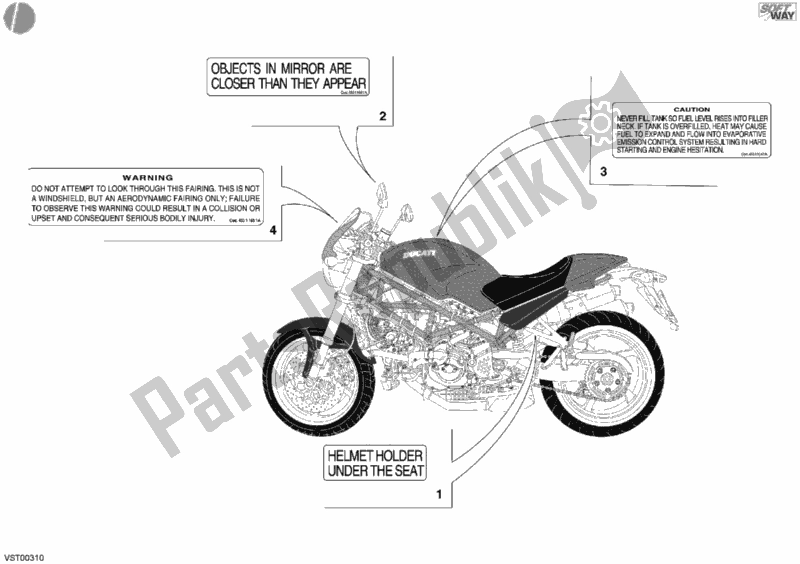 Todas las partes para Etiquetas De Advertencia Ee. De Ducati Monster S4 R 996 2004