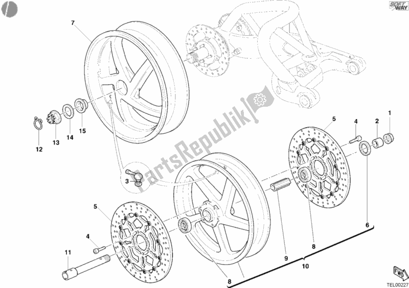 Alle onderdelen voor de Wielen van de Ducati Monster S4 R 996 2004