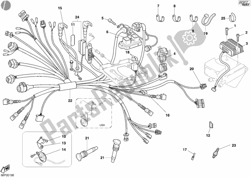 Alle onderdelen voor de Kabelboom van de Ducati Monster S4 R 996 2004