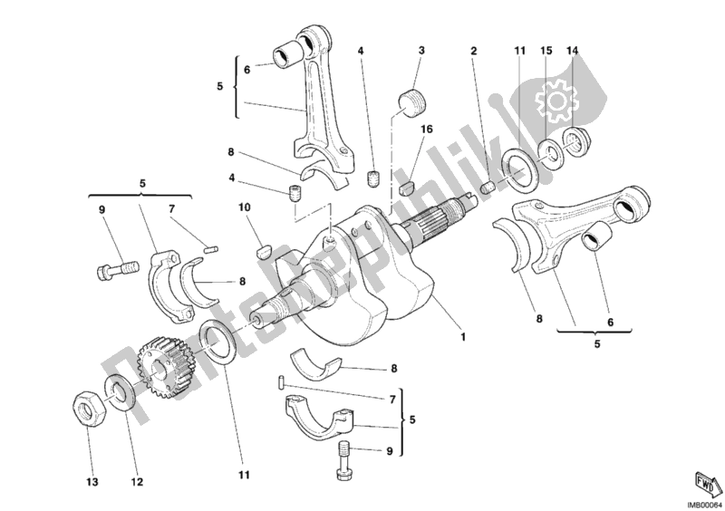 Tutte le parti per il Albero A Gomiti del Ducati Monster S4 R 996 2005