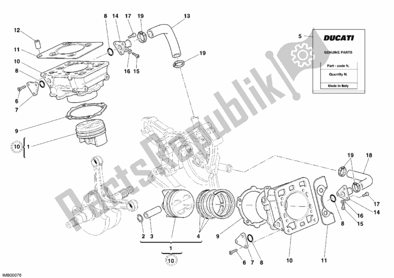 Tutte le parti per il Cilindro - Pistone del Ducati Monster S4 R 996 2005