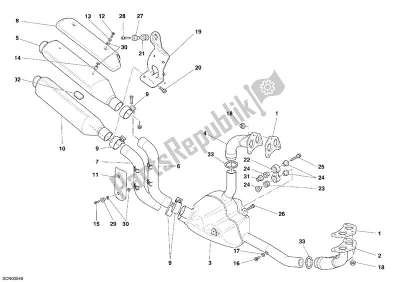 Tutte le parti per il Impianto Di Scarico del Ducati Monster S4 R 996 2005