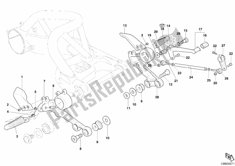 All parts for the Footrest of the Ducati Monster S4 R 996 2005