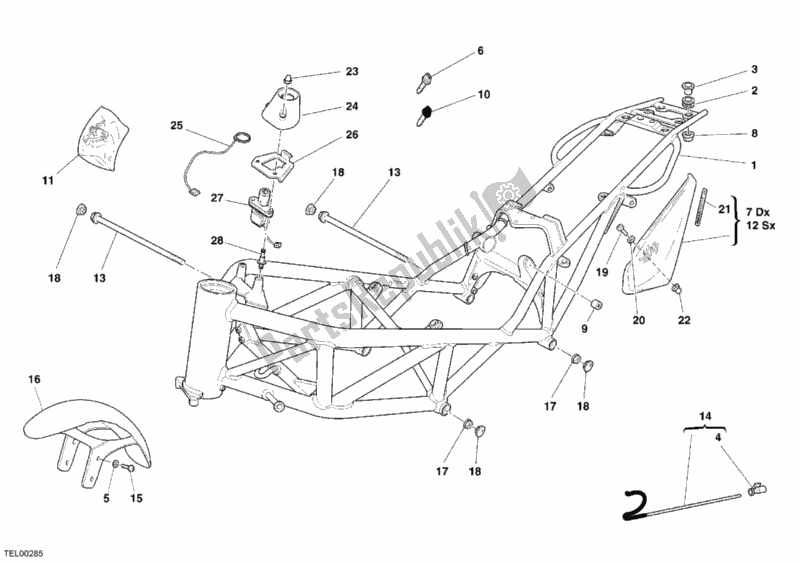 Alle onderdelen voor de Kader van de Ducati Monster S4 R 996 2005