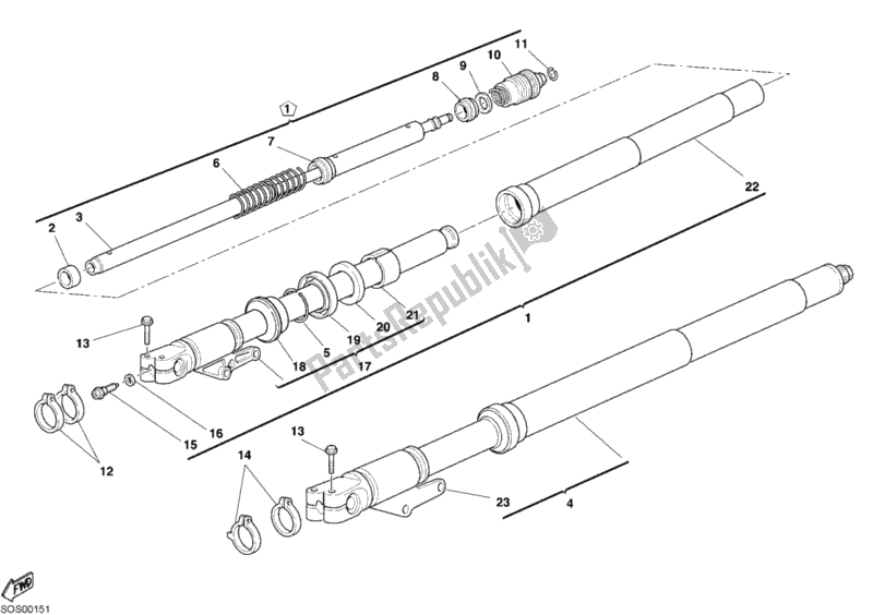 Tutte le parti per il Forcella Anteriore del Ducati Monster S4 R 996 2005