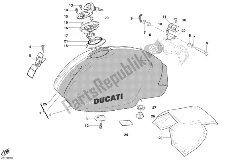 Alle onderdelen voor de Benzinetank van de Ducati Monster S4 R 996 2005