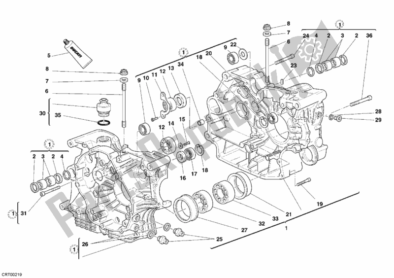 All parts for the Crankcase of the Ducati Monster S4 R 996 2006