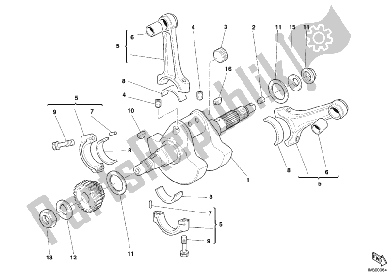 Tutte le parti per il Albero A Gomiti del Ducati Monster S4 R 996 2006