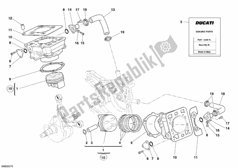 Tutte le parti per il Cilindro - Pistone del Ducati Monster S4 R 996 2006