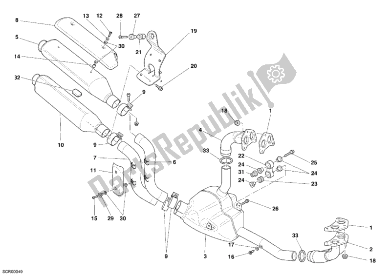 Todas as partes de Sistema De Exaustão do Ducati Monster S4 R 996 2006