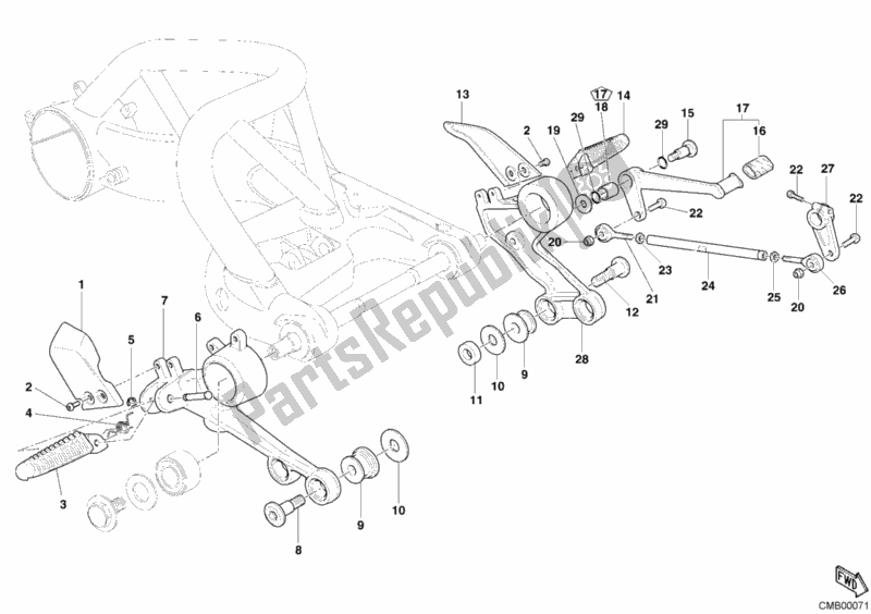 Toutes les pièces pour le Repose Pieds du Ducati Monster S4 R 996 2006