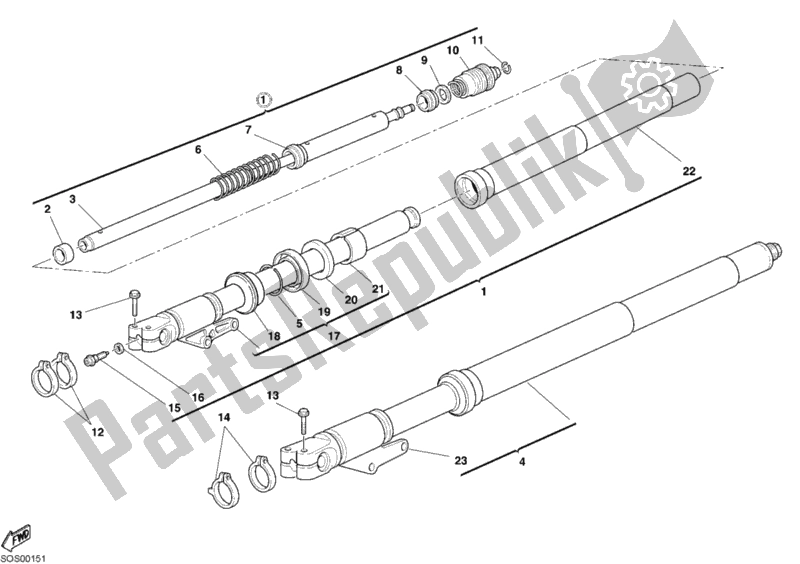 Tutte le parti per il Forcella Anteriore del Ducati Monster S4 R 996 2006