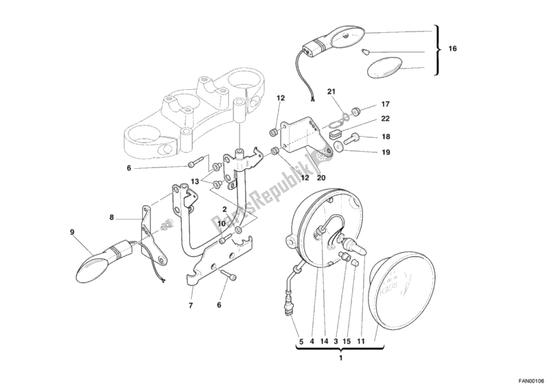 Tutte le parti per il Faro del Ducati Monster S4 R 996 2006