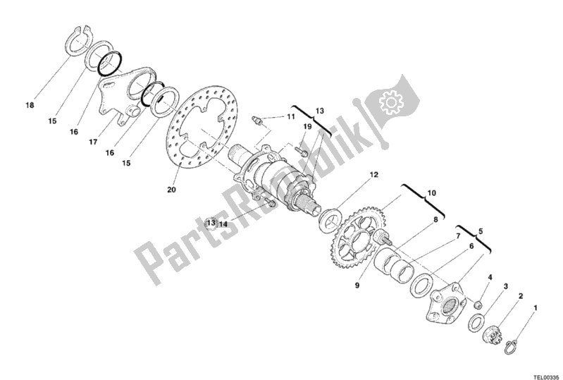 Tutte le parti per il Mozzo, Ruota Posteriore del Ducati Monster S4 R 996 2006