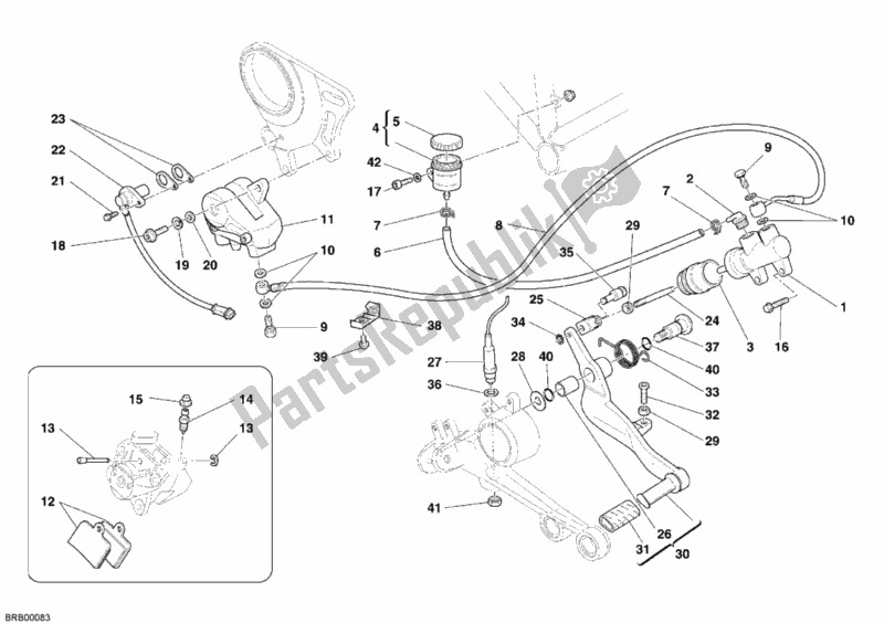 Todas las partes para Sistema De Freno Trasero de Ducati Monster S4 R 996 2006