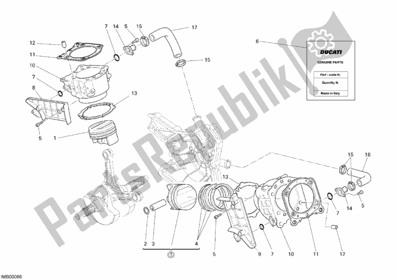 Tutte le parti per il Cilindro - Pistone del Ducati Monster S4 R 996 2007