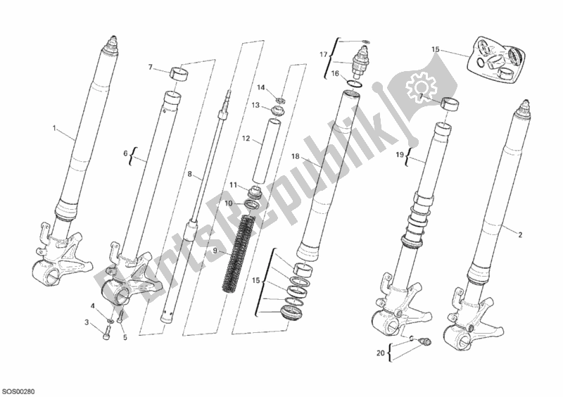 Tutte le parti per il Forcella Anteriore del Ducati Monster S4 R 996 2007