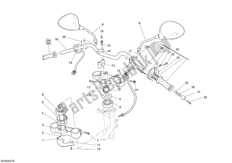 Tutte le parti per il Manubrio del Ducati Monster S4 R 996 2007