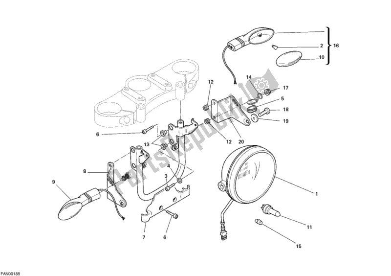 Tutte le parti per il Faro del Ducati Monster S4 R 996 2007