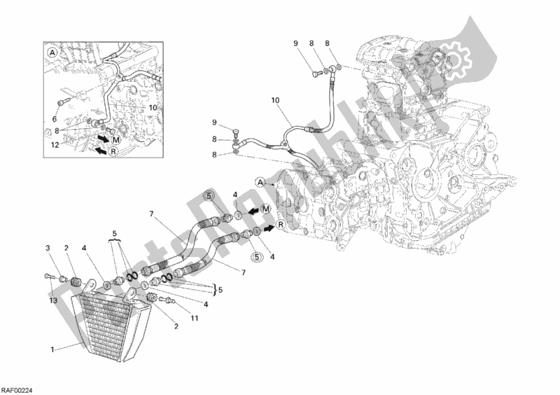 Tutte le parti per il Radiatore Dell'olio del Ducati Monster S4 R 996 2007