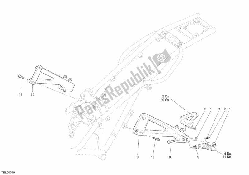 Tutte le parti per il Poggiapiedi Posteriore del Ducati Monster S4 R 996 2007