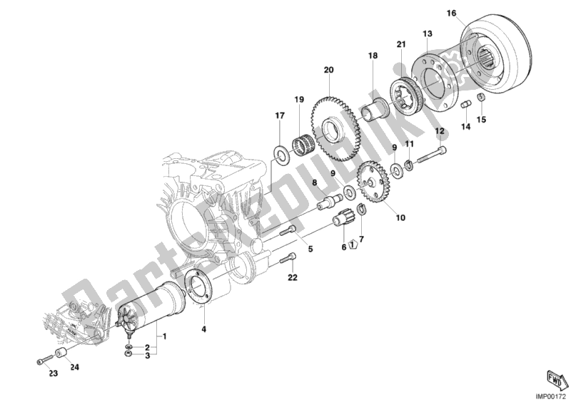 All parts for the Starting Motor of the Ducati Monster S4 R 996 2007