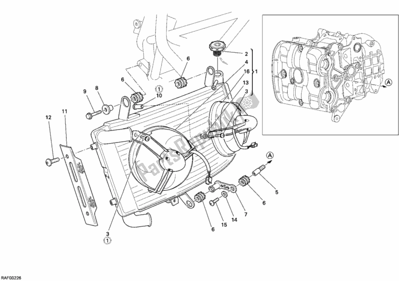 Tutte le parti per il Refrigeratore D'acqua del Ducati Monster S4 R 996 2007