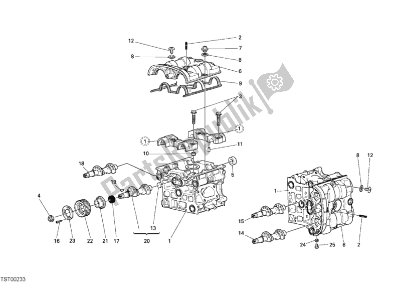 Alle onderdelen voor de Cilinderkop van de Ducati Monster S4 R 996 2008