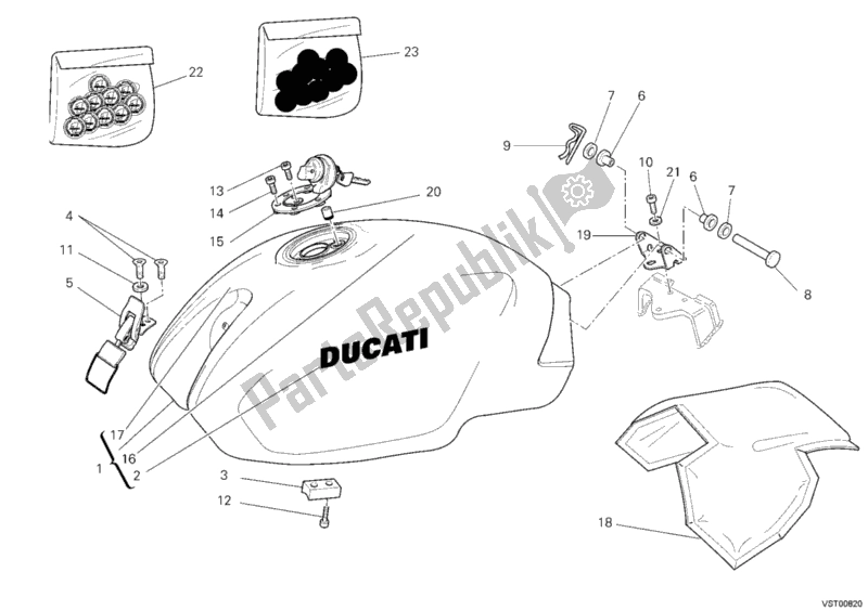 Alle onderdelen voor de Benzinetank van de Ducati Monster S4 R 996 2008