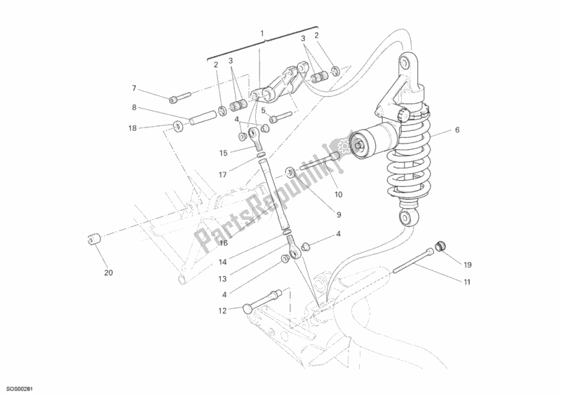 Alle onderdelen voor de Schokdemper Achter van de Ducati Monster S4 R 996 2008