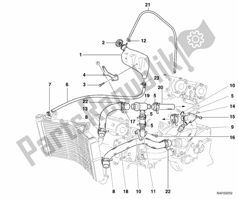 All parts for the Cooling Circuit of the Ducati Monster S4 916 2001