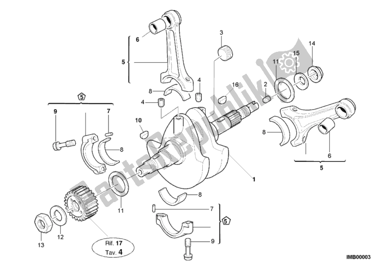 All parts for the Crankshaft of the Ducati Monster S4 916 2001