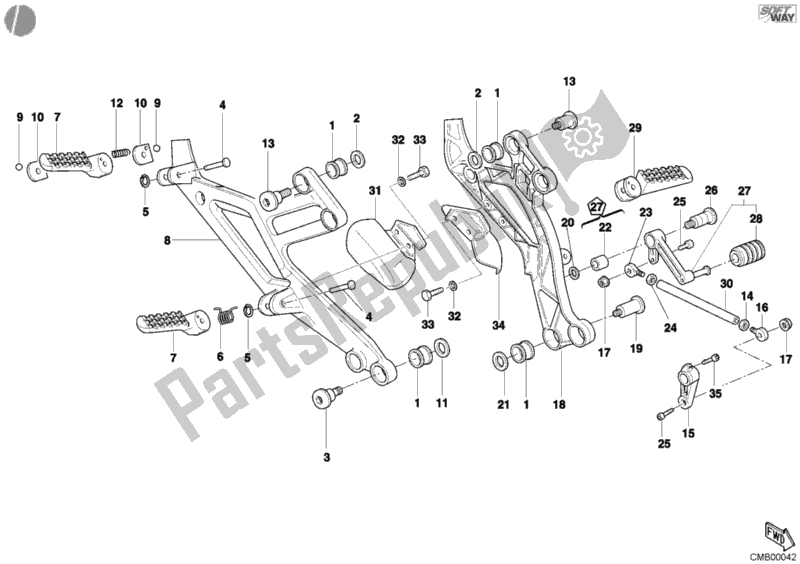 Todas las partes para Reposapiés de Ducati Monster S4 916 2001