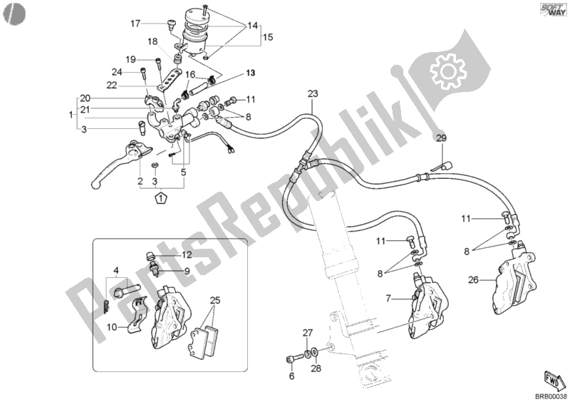 Tutte le parti per il Sistema Frenante Anteriore del Ducati Monster S4 916 2001