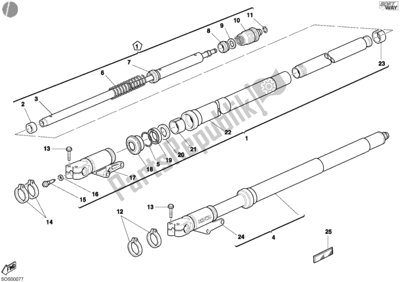 Tutte le parti per il Forcella Anteriore del Ducati Monster S4 916 2001