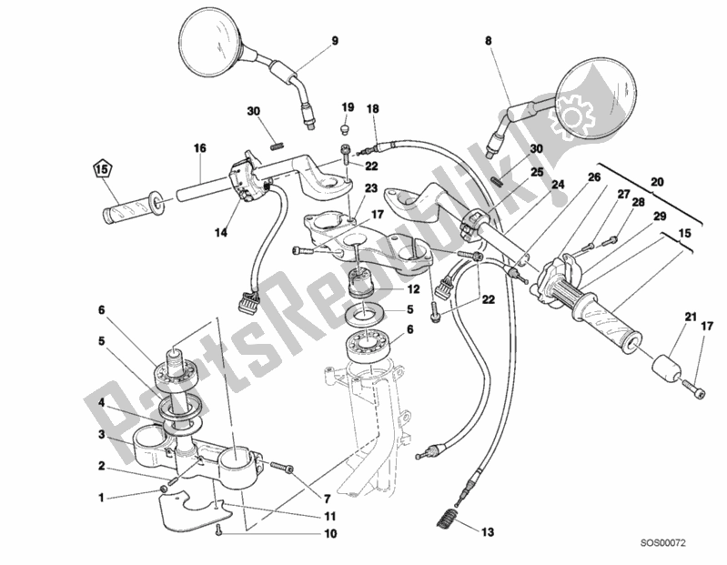 Tutte le parti per il Manubrio del Ducati Monster S4 916 2001