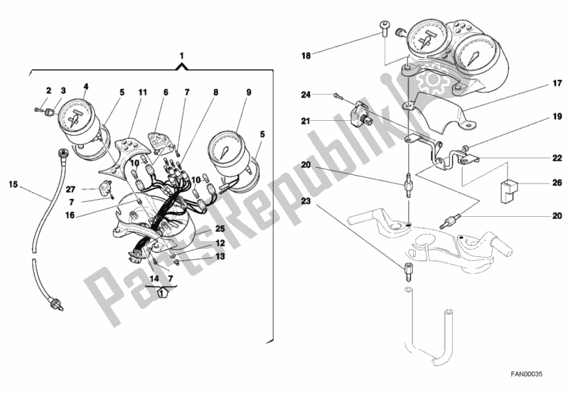 All parts for the Meter of the Ducati Monster S4 916 2001
