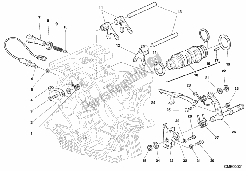 Alle onderdelen voor de Schakelnok - Vork van de Ducati Monster S4 916 2001
