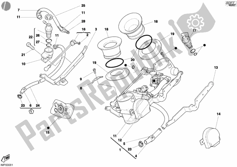 Alle onderdelen voor de Gasklephuis van de Ducati Monster S4 916 2001