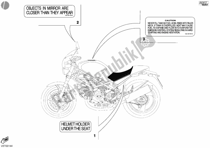 Tutte le parti per il Etichette Di Avvertimento Usa del Ducati Monster S4 916 2001