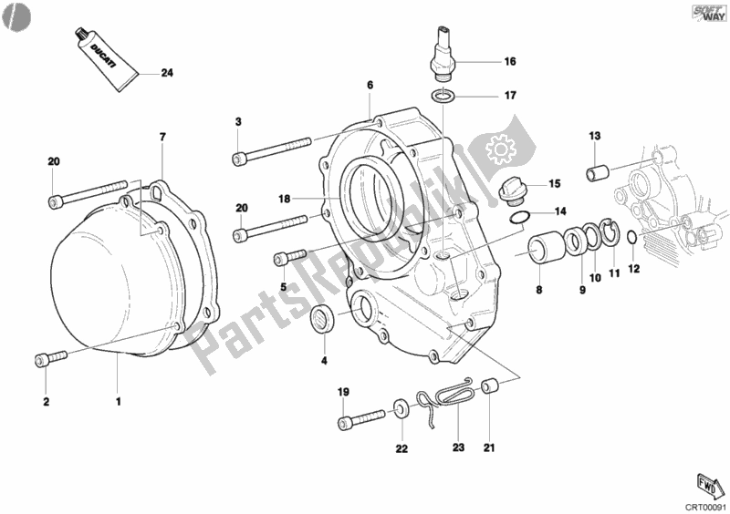 Alle onderdelen voor de Koppelingsdeksel van de Ducati Monster S4 916 2002