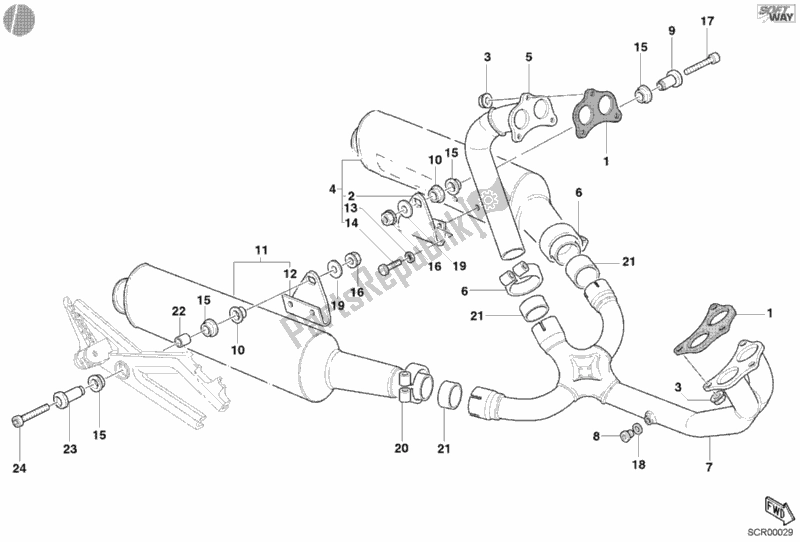 Tutte le parti per il Sistema Di Scarico Usa del Ducati Monster S4 916 2002